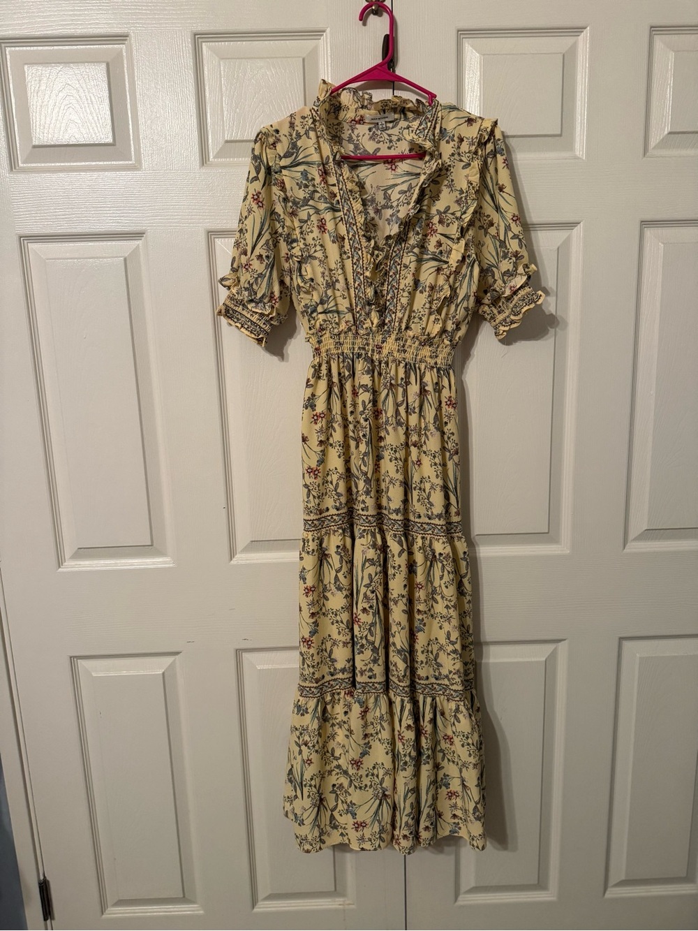 Max Studio Yellow Floral Tiered Maxi Dress